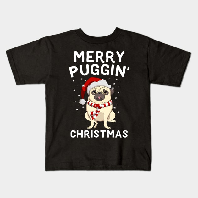 Merry Puggin' Christmas Kids T-Shirt by Eugenex